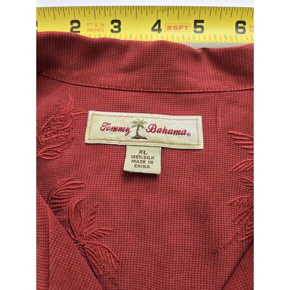 Tommy Bahama 100% Silk Short Sleeve Button Down Shirt Mens Size XL Red - Picture 7 of 12